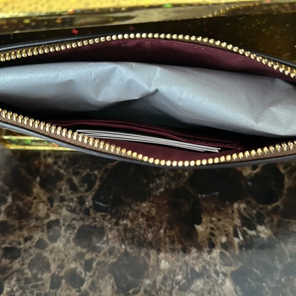 New Coach Signature Large Wristlet with Charms in a Gift Box